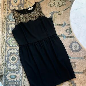 LOFT Black and Gold Mini Dress with Chic Design
